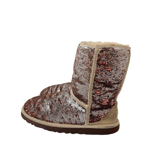 UGG Size 6 Gold Combo Classic Short Sequin Style 3353 Boots - Picture 3 of 6